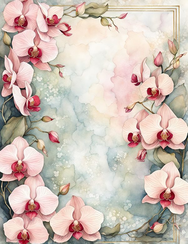 Watercolor Orchid Frame: Pink Floral Paper Pack (Digital Download) — image 8