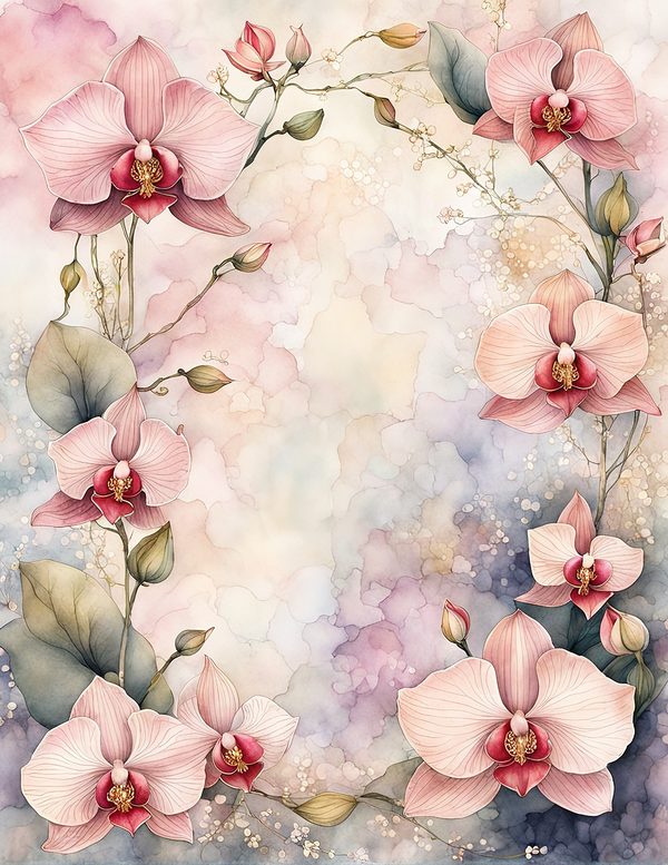 Watercolor Orchid Frame: Pink Floral Paper Pack (Digital Download) — image 11