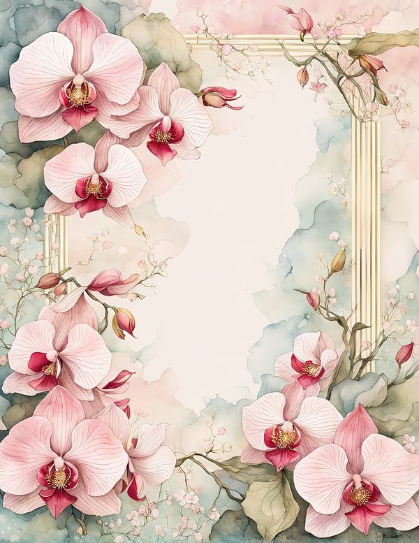 Watercolor Orchid Frame: Pink Floral Paper Pack (Digital Download) — image 12