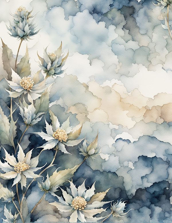Ocean Botanical Journaling Pages - 10 Watercolor Sea Holly Backgrounds for Scrapbooking & Coastal Journals — image 4