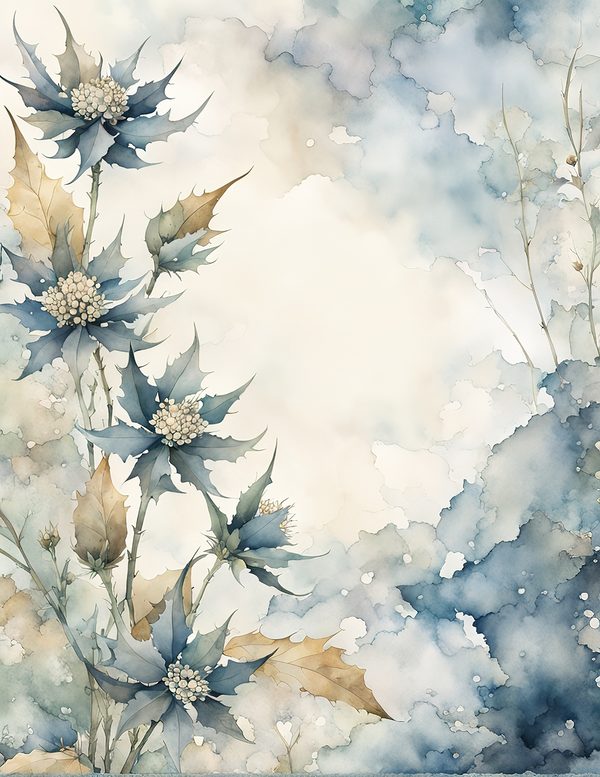 Ocean Botanical Journaling Pages - 10 Watercolor Sea Holly Backgrounds for Scrapbooking & Coastal Journals — image 6