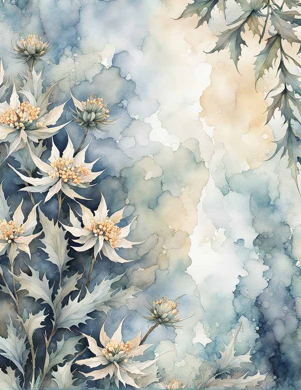 Ocean Botanical Journaling Pages - 10 Watercolor Sea Holly Backgrounds for Scrapbooking & Coastal Journals — image 7