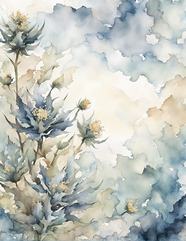 Ocean Botanical Journaling Pages - 10 Watercolor Sea Holly Backgrounds for Scrapbooking & Coastal Journals — image 8