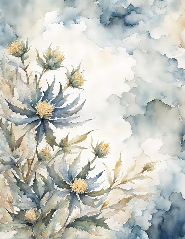 Ocean Botanical Journaling Pages - 10 Watercolor Sea Holly Backgrounds for Scrapbooking & Coastal Journals — image 9