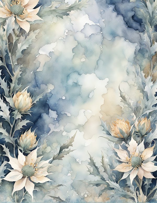 Ocean Botanical Journaling Pages - 10 Watercolor Sea Holly Backgrounds for Scrapbooking & Coastal Journals — image 10