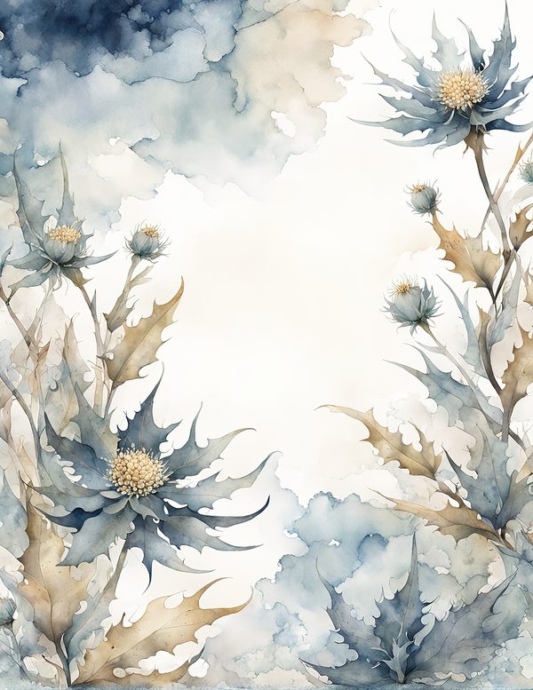 Ocean Botanical Journaling Pages - 10 Watercolor Sea Holly Backgrounds for Scrapbooking & Coastal Journals — image 12