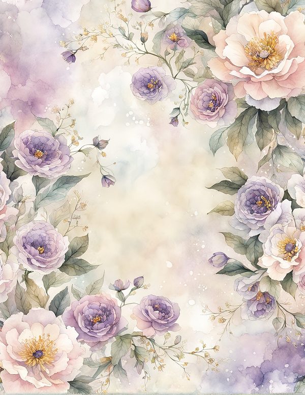 Watercolor Peony Floral Frames: Romantic Digital Paper (JPG, Commercial Use) — image 1