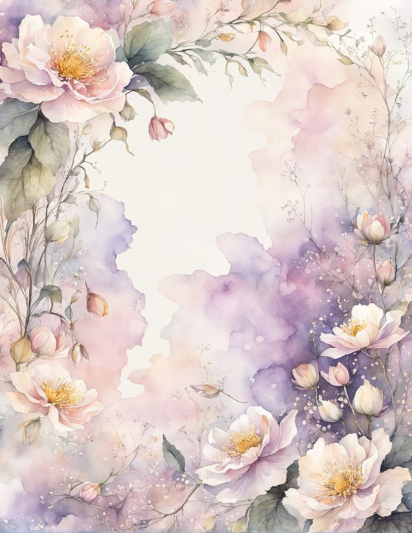 Watercolor Peony Floral Frames: Romantic Digital Paper (JPG, Commercial Use) — image 4