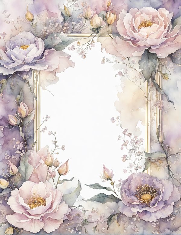 Watercolor Peony Floral Frames: Romantic Digital Paper (JPG, Commercial Use) — image 7
