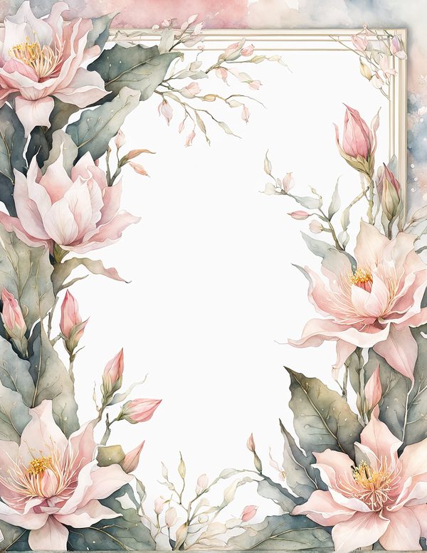 Watercolor Night-Blooming Cereus Floral Frames: Pink Flower Borders (Digital Paper) — image 6