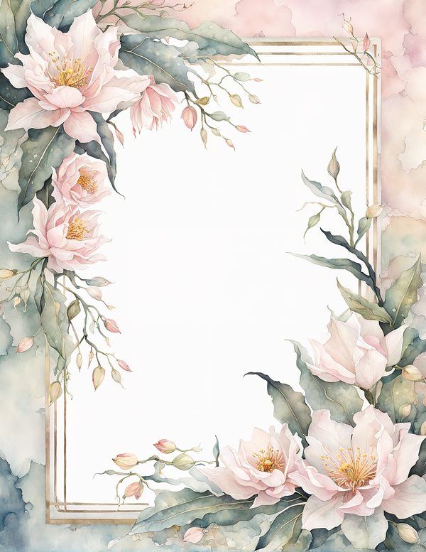 Watercolor Night-Blooming Cereus Floral Frames: Pink Flower Borders (Digital Paper) — image 8