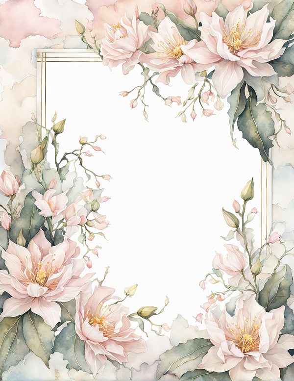 Watercolor Night-Blooming Cereus Floral Frames: Pink Flower Borders (Digital Paper) — image 9