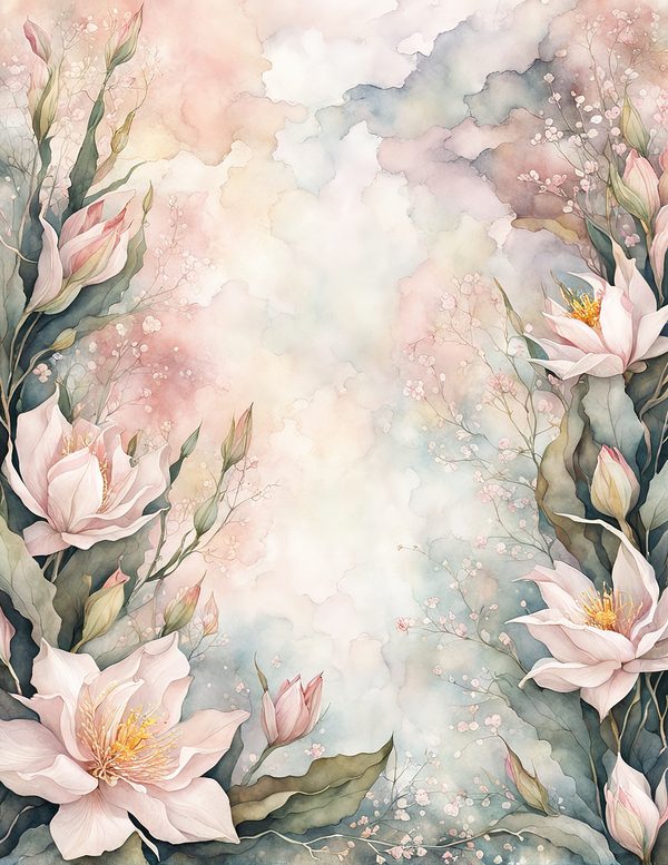 Watercolor Night-Blooming Cereus Floral Frames: Pink Flower Borders (Digital Paper) — image 11