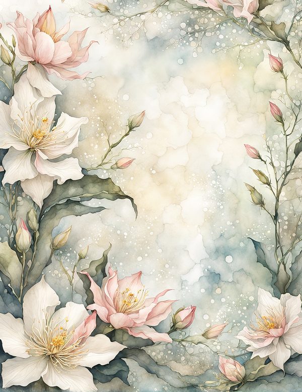 Watercolor Queen of the Night Floral Frame: Romantic Digital Paper (JPG) — image 9