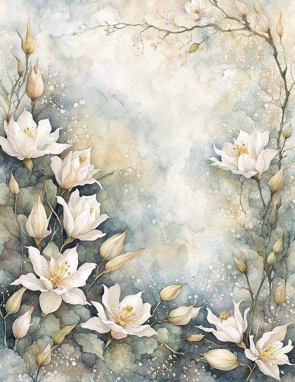 Watercolor Queen of the Night Floral Frame: Romantic Digital Paper (JPG) — image 10