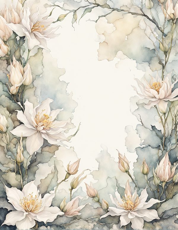 Watercolor Queen of the Night Floral Frame: Romantic Digital Paper (JPG) — image 11