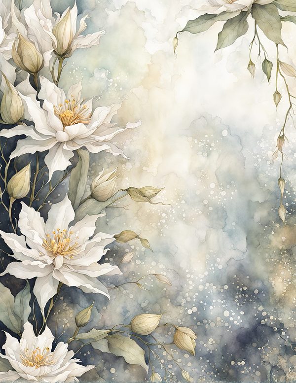 Watercolor Queen of the Night Floral Frame: Romantic Digital Paper (JPG) — image 12