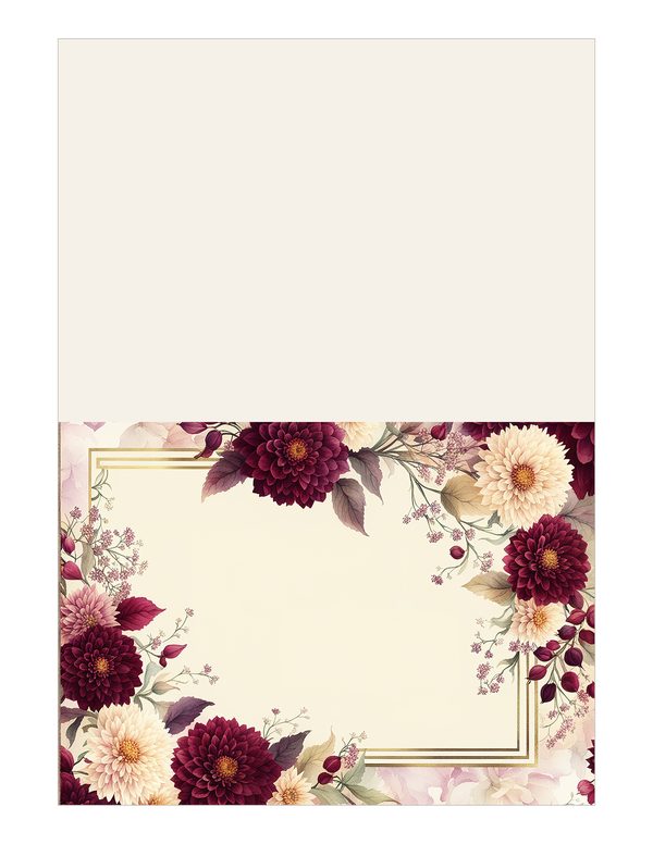 Watercolor Burgundy Dahlia Floral Frame: Autumn Wedding Invitation (JPG Digital Paper) — image 13
