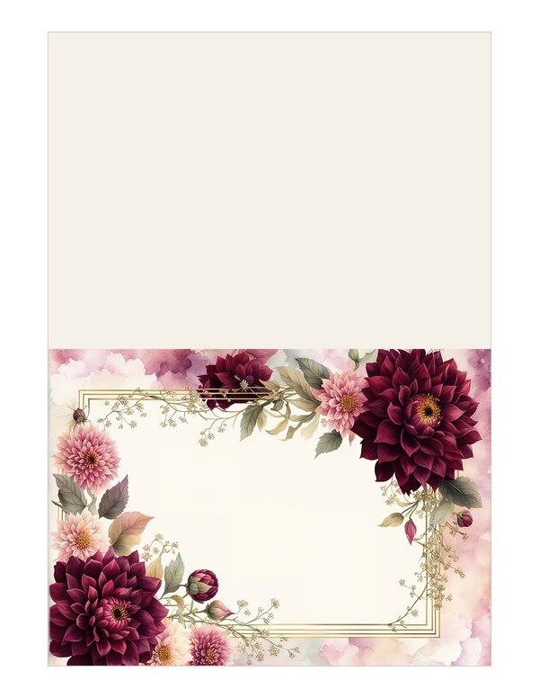 Watercolor Burgundy Dahlia Floral Frame: Autumn Wedding Invitation (JPG Digital Paper) — image 14