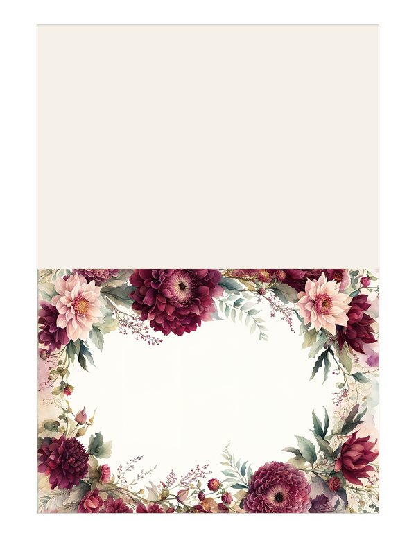 Watercolor Burgundy Dahlia Floral Frame: Autumn Wedding Invitation (JPG Digital Paper) — image 15