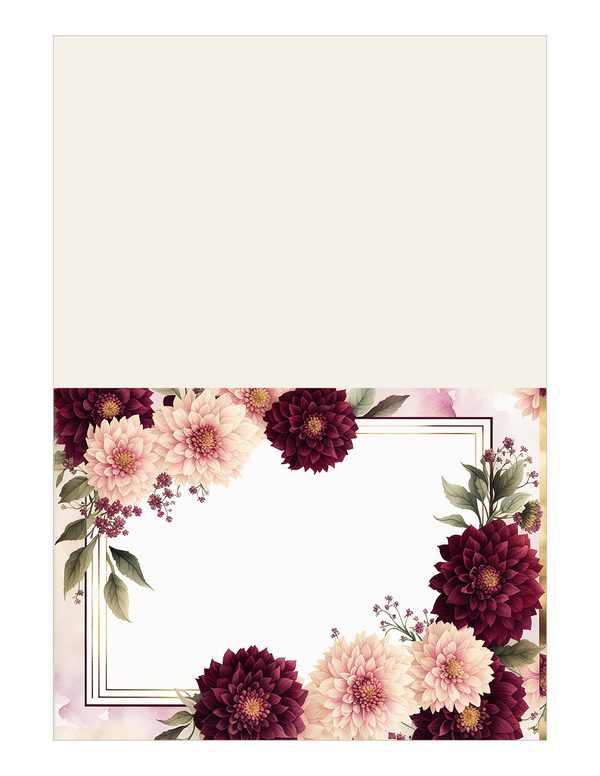 Watercolor Burgundy Dahlia Floral Frame: Autumn Wedding Invitation (JPG Digital Paper) — image 16