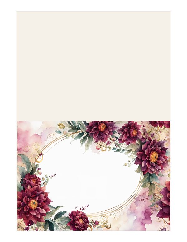 Watercolor Burgundy Dahlia Floral Frame: Autumn Wedding Invitation (JPG Digital Paper) — image 17