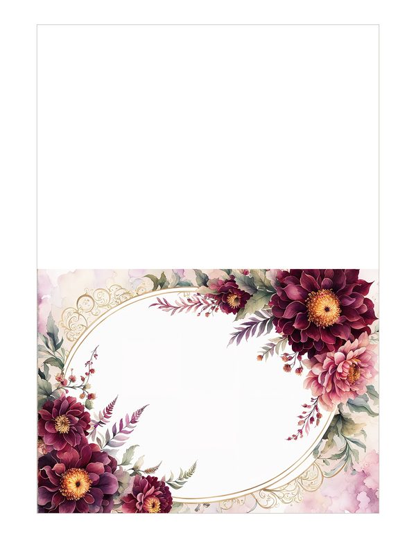 Watercolor Burgundy Dahlia Floral Frame: Autumn Wedding Invitation (JPG Digital Paper) — image 18