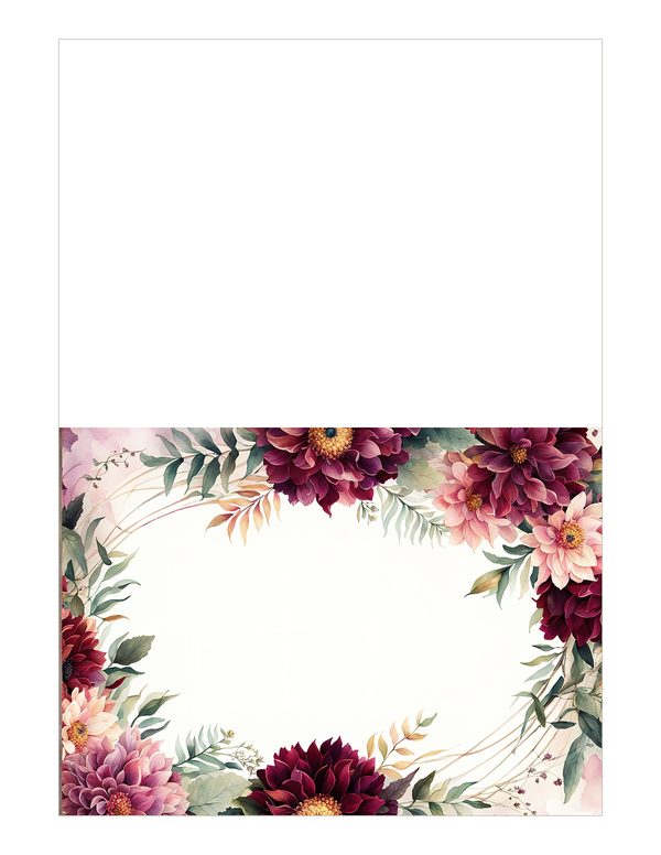 Watercolor Burgundy Dahlia Floral Frame: Autumn Wedding Invitation (JPG Digital Paper) — image 19