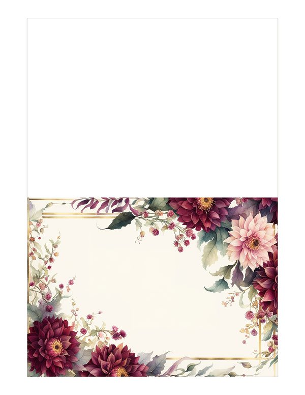 Watercolor Burgundy Dahlia Floral Frame: Autumn Wedding Invitation (JPG Digital Paper) — image 20
