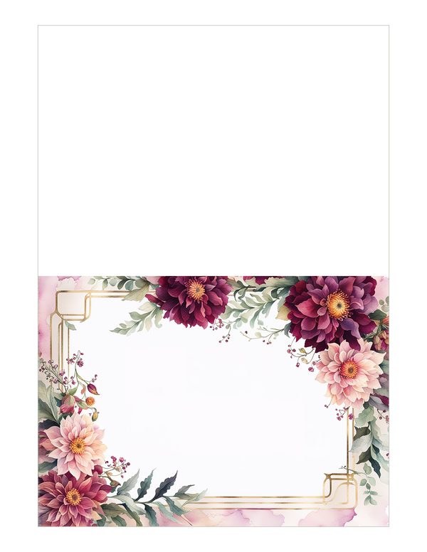 Watercolor Burgundy Dahlia Floral Frame: Autumn Wedding Invitation (JPG Digital Paper) — image 21
