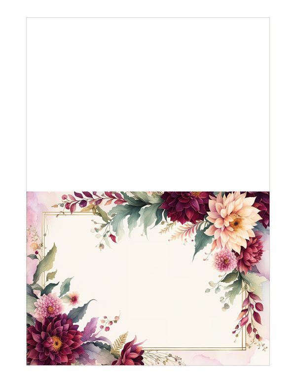 Watercolor Burgundy Dahlia Floral Frame: Autumn Wedding Invitation (JPG Digital Paper) — image 22