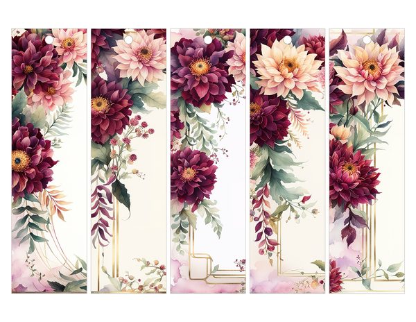 Watercolor Burgundy Dahlia Floral Frame: Autumn Wedding Invitation (JPG Digital Paper) — image 30