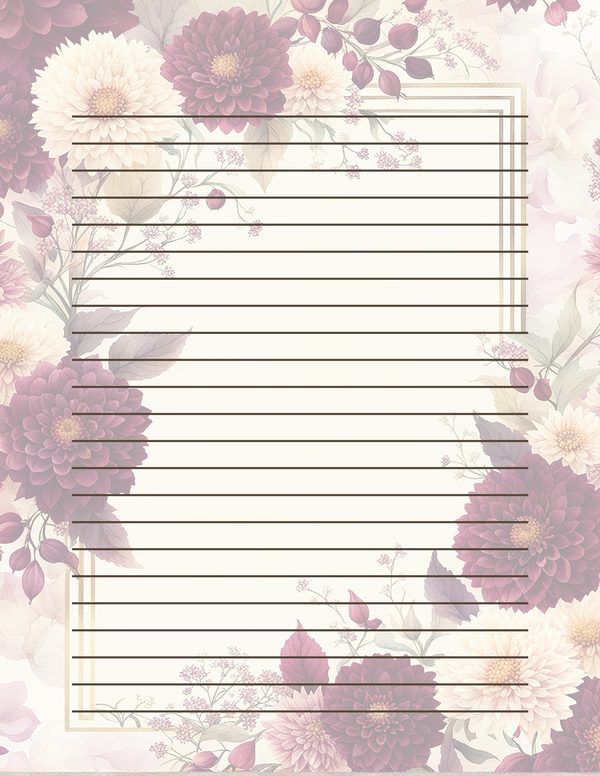 Watercolor Burgundy Dahlia Floral Frame: Autumn Wedding Invitation (JPG Digital Paper) — image 33