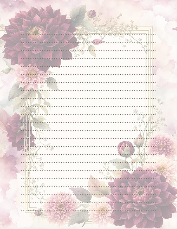 Watercolor Burgundy Dahlia Floral Frame: Autumn Wedding Invitation (JPG Digital Paper) — image 34