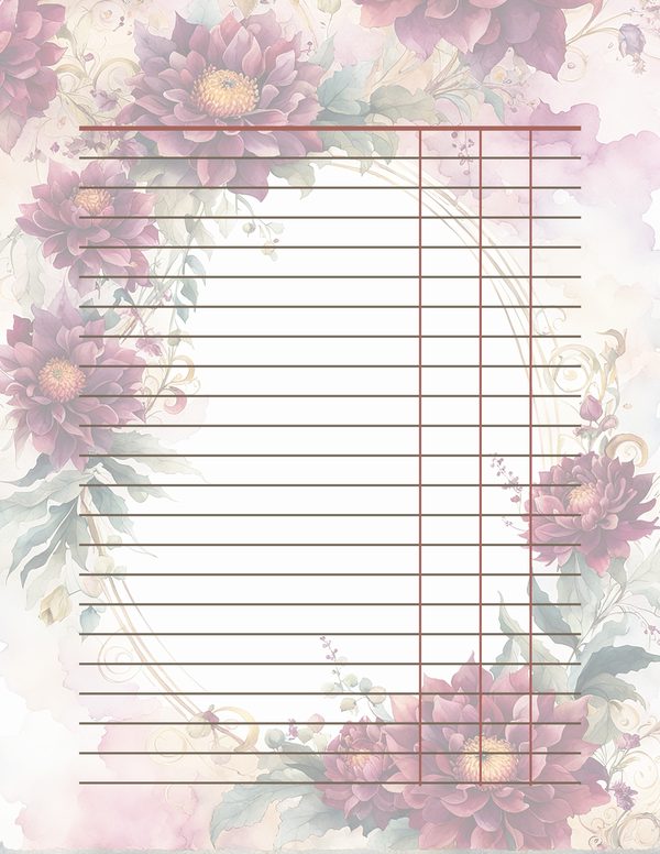 Watercolor Burgundy Dahlia Floral Frame: Autumn Wedding Invitation (JPG Digital Paper) — image 37