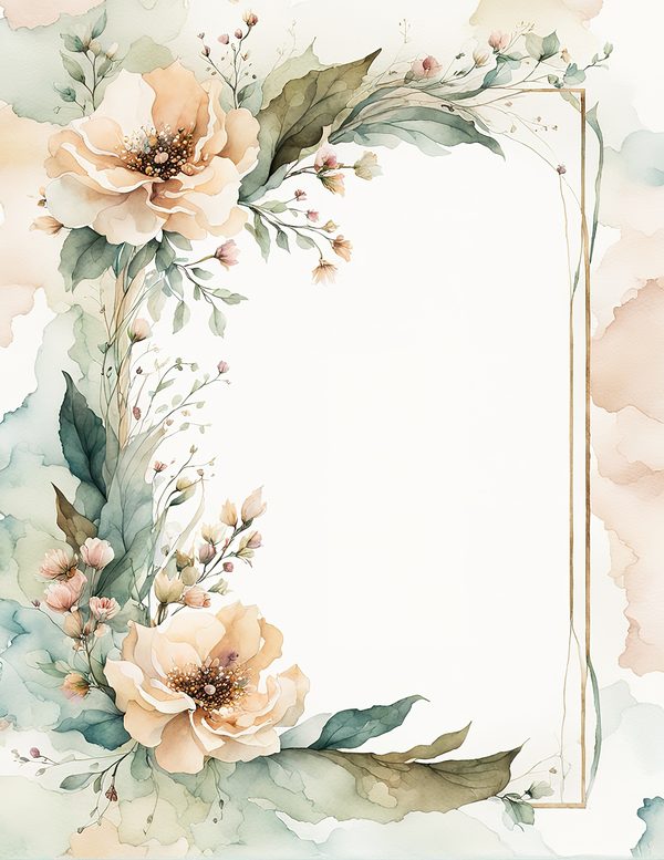 Watercolor Wildflower Frame: Rustic Floral Border (10 JPG Digital Paper) — image 1