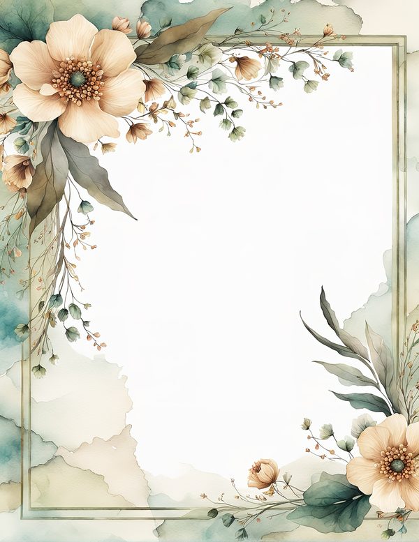 Watercolor Wildflower Frame: Rustic Floral Border (10 JPG Digital Paper) — image 5