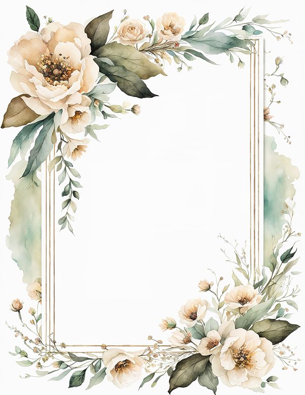 Watercolor Wildflower Frame: Rustic Floral Border (10 JPG Digital Paper) — image 9