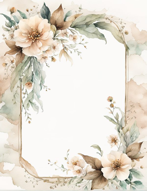 Watercolor Wildflower Frame: Rustic Floral Border (10 JPG Digital Paper) — image 12