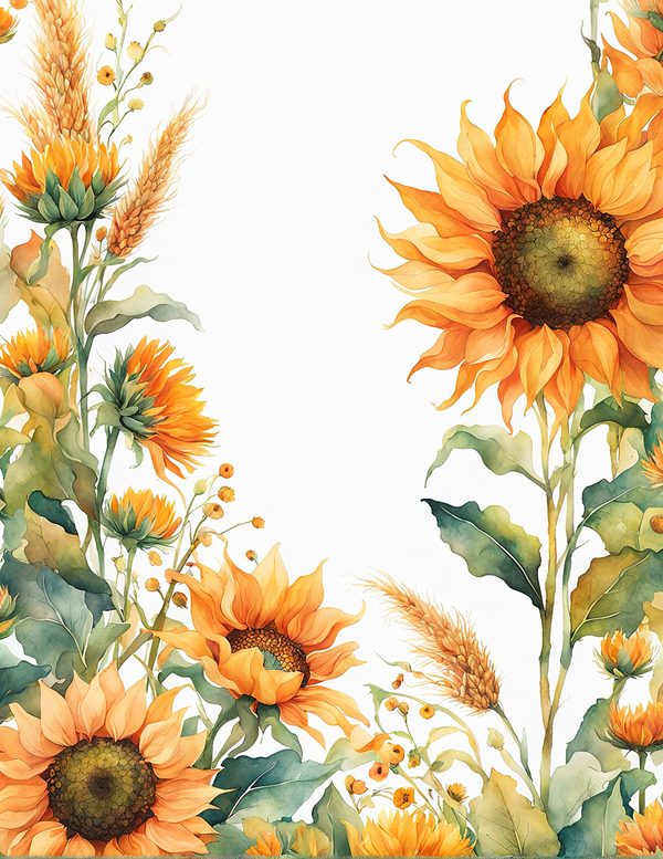Watercolor Sunflower Frame: Autumn Floral Borders (Digital Paper Pack) — image 9