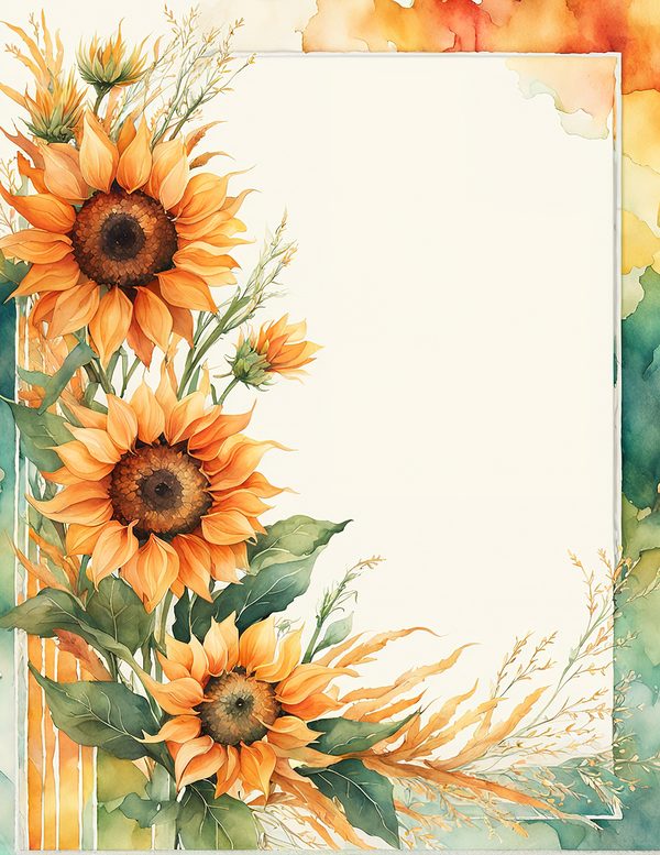 Watercolor Sunflower Frame: Autumn Floral Borders (Digital Paper Pack) — image 13