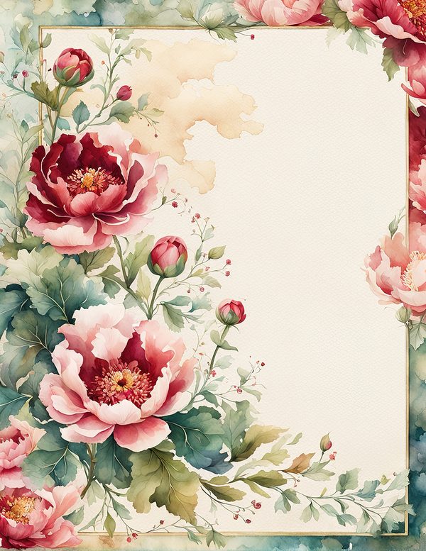 Watercolor Peony Digital Paper Set: Floral Wedding Card Backgrounds (10 JPGs) — image 1