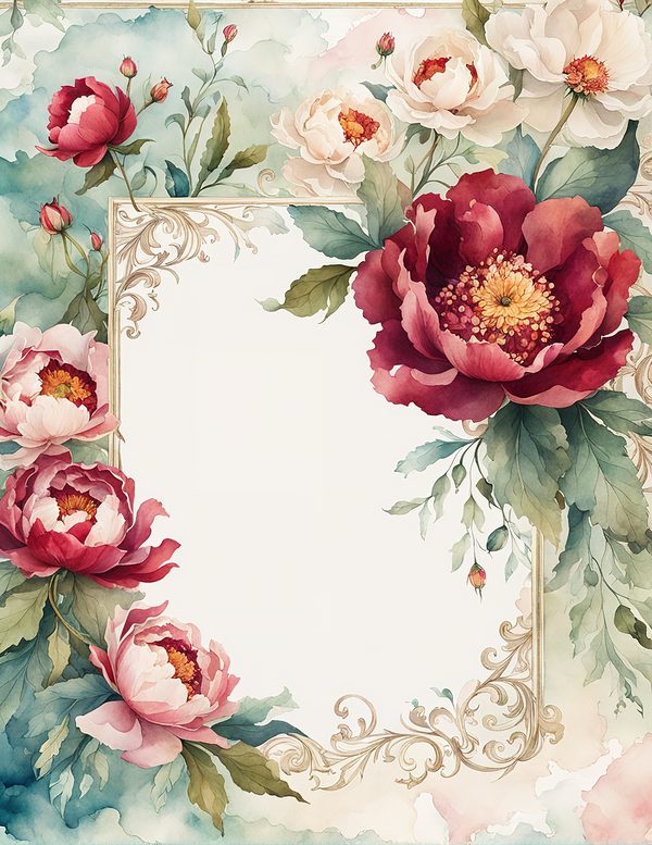 Watercolor Peony Digital Paper Set: Floral Wedding Card Backgrounds (10 JPGs) — image 2