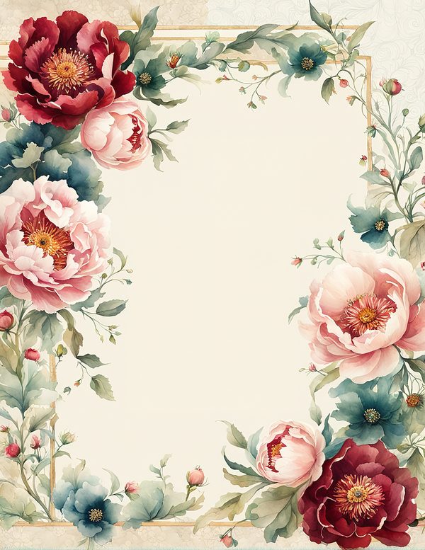 Watercolor Peony Digital Paper Set: Floral Wedding Card Backgrounds (10 JPGs) — image 3