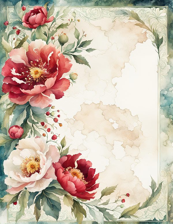 Watercolor Peony Digital Paper Set: Floral Wedding Card Backgrounds (10 JPGs) — image 4