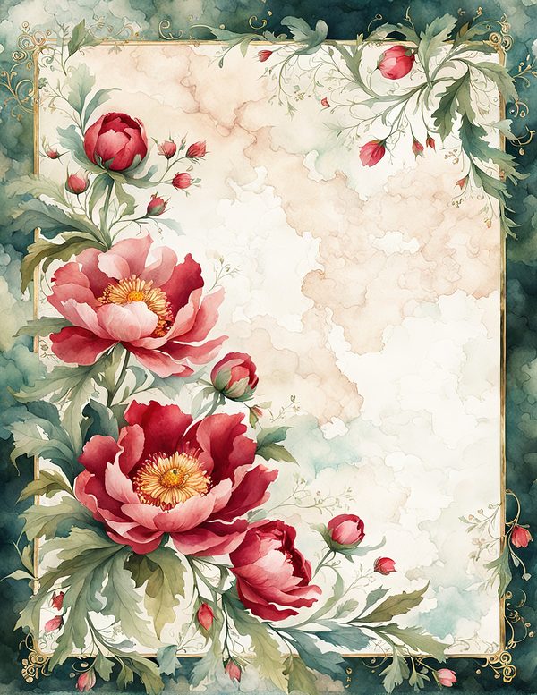 Watercolor Peony Digital Paper Set: Floral Wedding Card Backgrounds (10 JPGs) — image 5