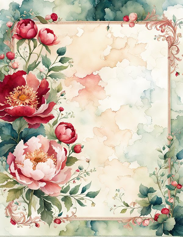 Watercolor Peony Digital Paper Set: Floral Wedding Card Backgrounds (10 JPGs) — image 7