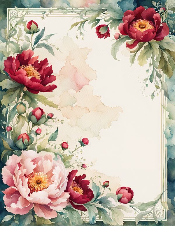 Watercolor Peony Digital Paper Set: Floral Wedding Card Backgrounds (10 JPGs) — image 9