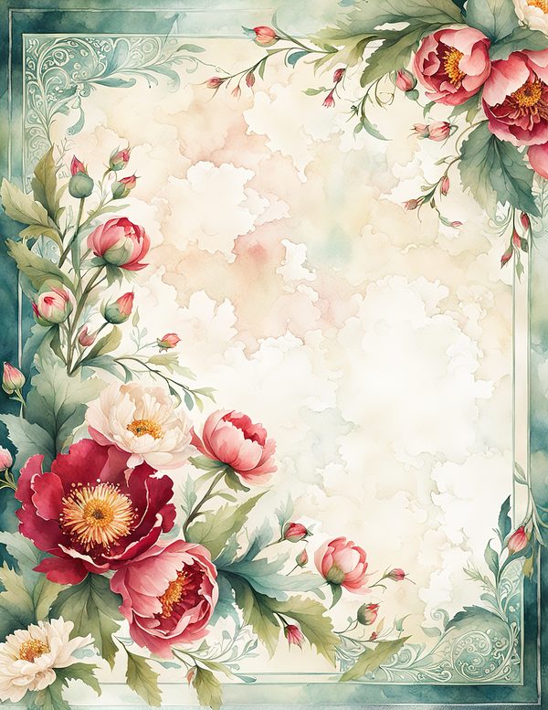 Watercolor Peony Digital Paper Set: Floral Wedding Card Backgrounds (10 JPGs) — image 10
