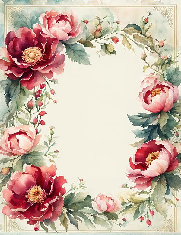 Watercolor Peony Digital Paper Set: Floral Wedding Card Backgrounds (10 JPGs) — image 11